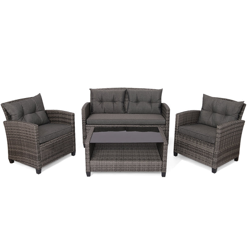 Lark Manor Aashana 4 Person Outdoor Seating Group with Cushions